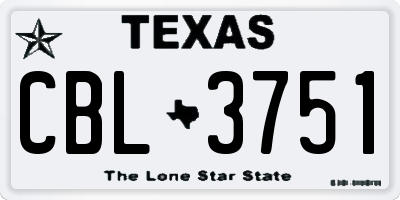 TX license plate CBL3751