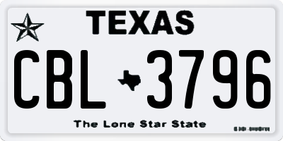 TX license plate CBL3796