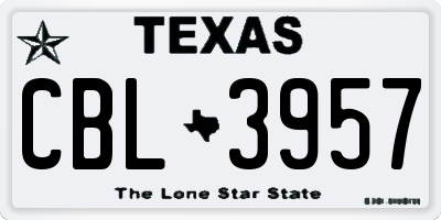 TX license plate CBL3957