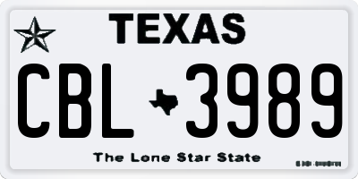 TX license plate CBL3989