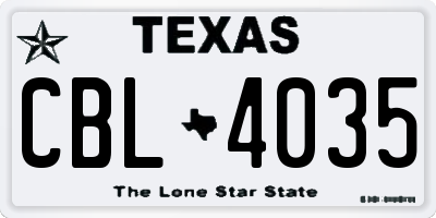 TX license plate CBL4035