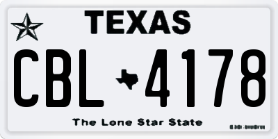 TX license plate CBL4178