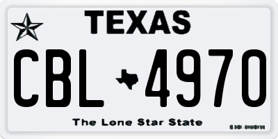 TX license plate CBL4970