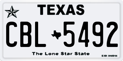 TX license plate CBL5492