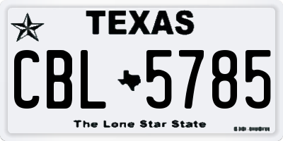 TX license plate CBL5785