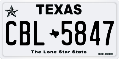 TX license plate CBL5847