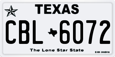 TX license plate CBL6072