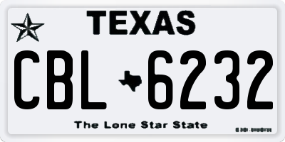 TX license plate CBL6232