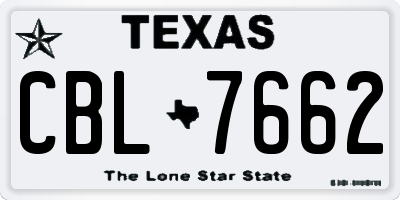 TX license plate CBL7662