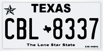 TX license plate CBL8337