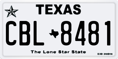 TX license plate CBL8481