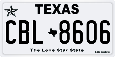 TX license plate CBL8606