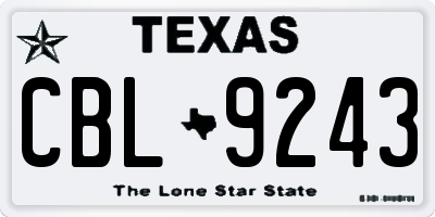 TX license plate CBL9243