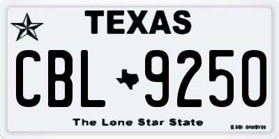 TX license plate CBL9250