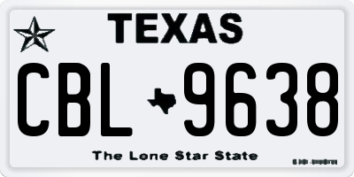 TX license plate CBL9638