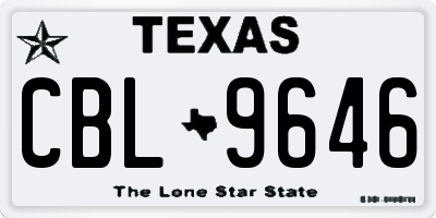 TX license plate CBL9646