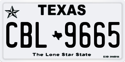 TX license plate CBL9665