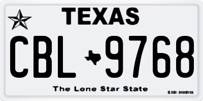 TX license plate CBL9768