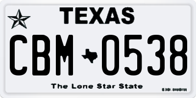 TX license plate CBM0538