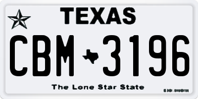 TX license plate CBM3196