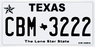 TX license plate CBM3222