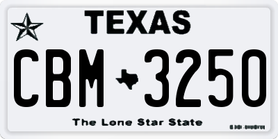 TX license plate CBM3250