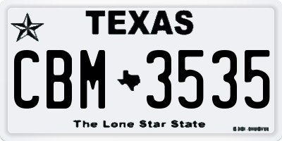 TX license plate CBM3535