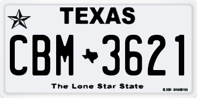 TX license plate CBM3621
