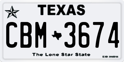 TX license plate CBM3674