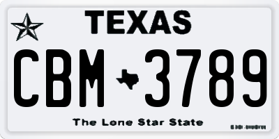 TX license plate CBM3789