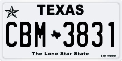 TX license plate CBM3831
