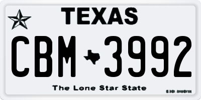 TX license plate CBM3992