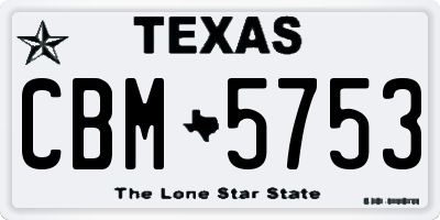 TX license plate CBM5753