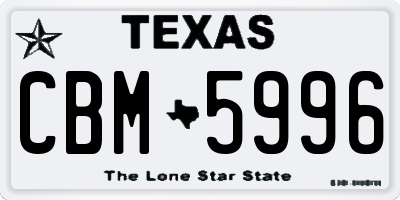 TX license plate CBM5996