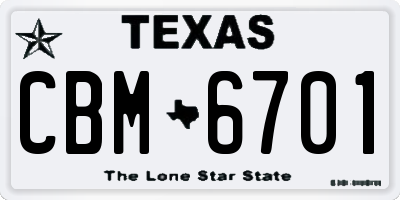 TX license plate CBM6701