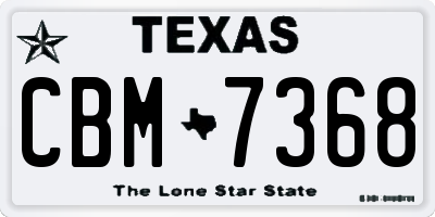 TX license plate CBM7368