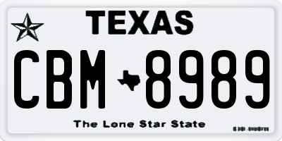 TX license plate CBM8989