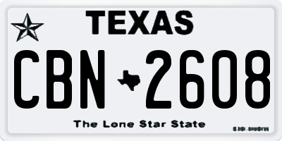 TX license plate CBN2608