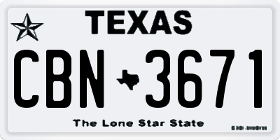 TX license plate CBN3671