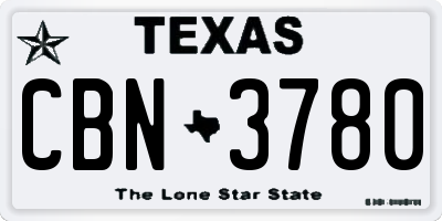 TX license plate CBN3780