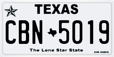 TX license plate CBN5019