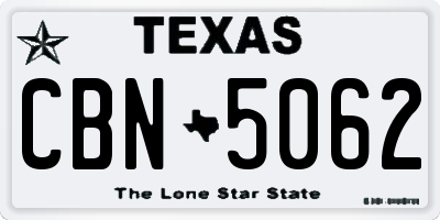 TX license plate CBN5062