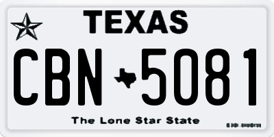 TX license plate CBN5081