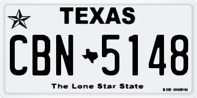 TX license plate CBN5148