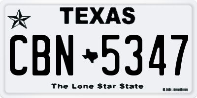 TX license plate CBN5347