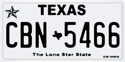 TX license plate CBN5466