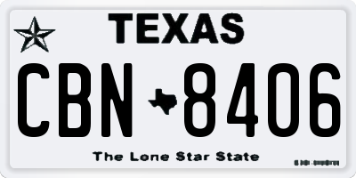 TX license plate CBN8406