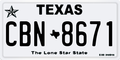 TX license plate CBN8671