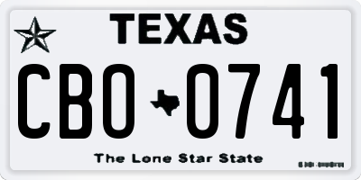 TX license plate CBO0741