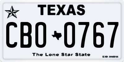TX license plate CBO0767